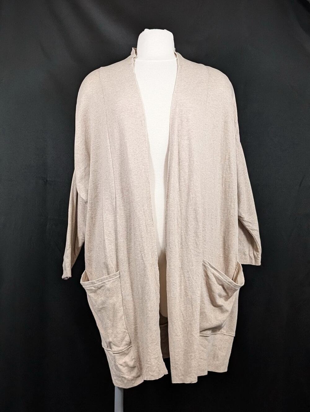 Pact Cardigan Airplane Heathered Tan Organic Cotton Women's Size M/L
